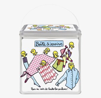 Plåtburk Tvättmedel vit från Derriére la porte med illustrationer