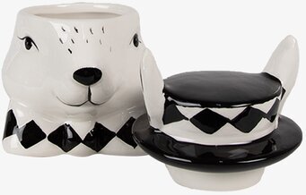 Bild av charmig keramisk burk med djurhuvud design