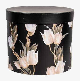 Bild av elegant svart förvaringsbox med tulpanmotiv