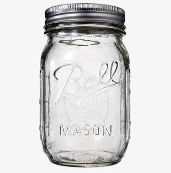 Bild av klassisk glasburk med silverfärgat metallock