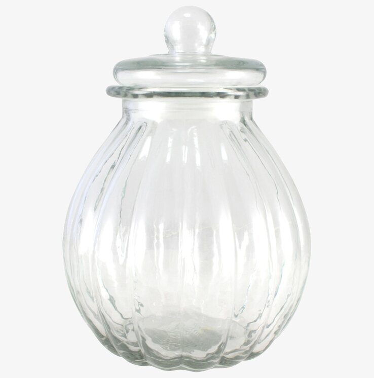 Glasburk Med Lock L från Strömshaga, klart glas med lock