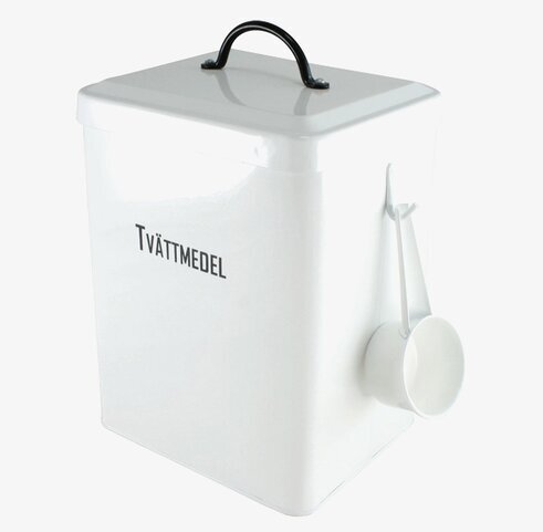 Plåtburk Tvättmedel Vit från Strömshaga med skopa