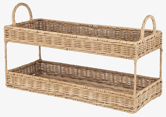 Foto av elegant tvåvånings rottingbricka med handtag