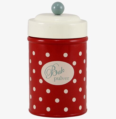 Plåtburk Betty Bakpulver från Strömshaga i retrostil