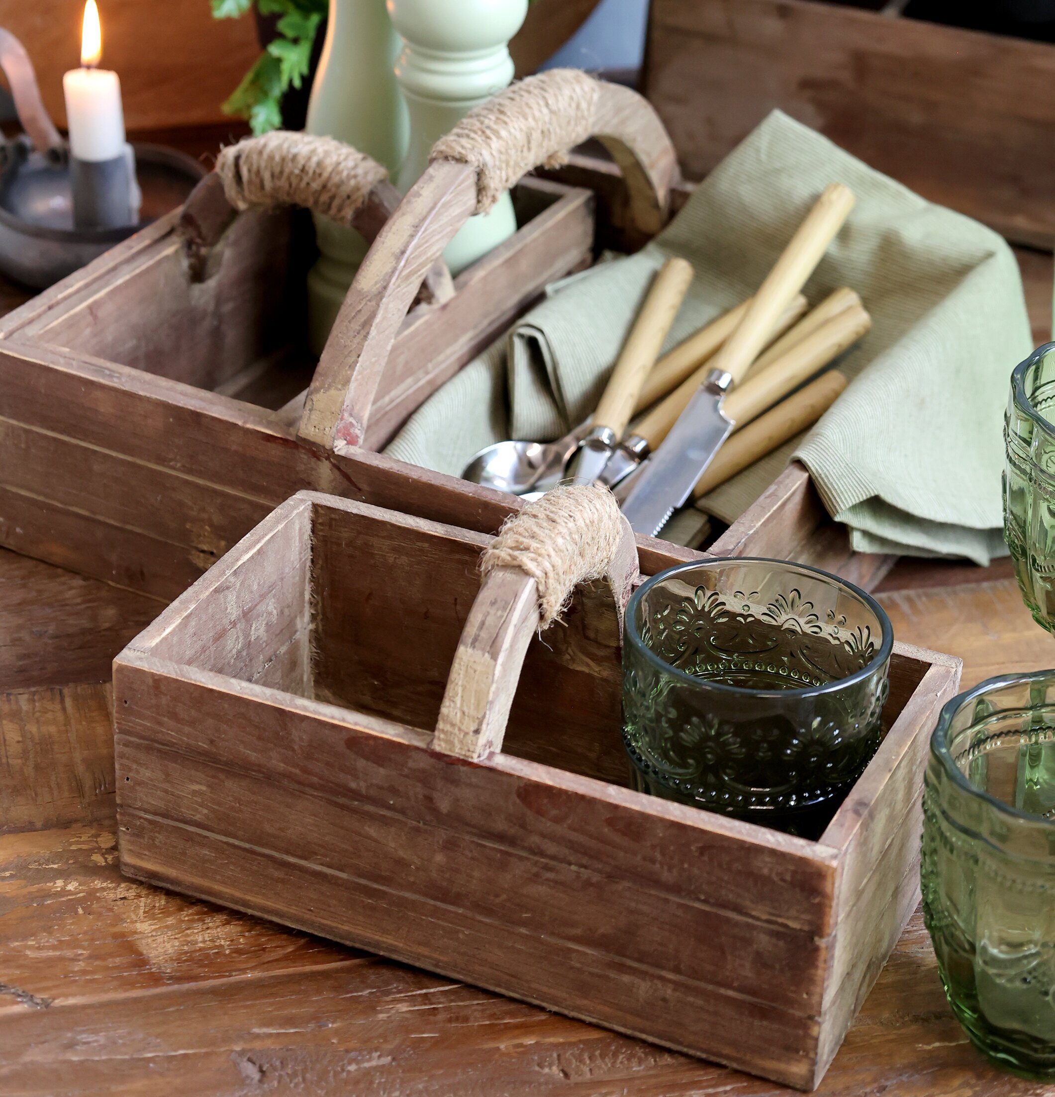 Trälåda Med Handtag Natur Chic Antique Förvaringslådor och korgar Boxar Förvaringsboxar Porslinsboxar Trälådor Smyckesboxar i porslin