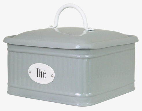 Plåtburk Hugo Thé m. Fack Grön Strömshaga Plåtburkar Metallburkar