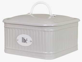 Bild av elegant plåtburk för te med praktiska fack