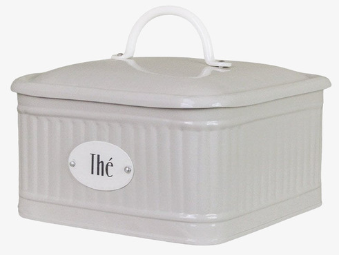 Plåtburk Hugo Thé m. Fack Beige Strömshaga Plåtburkar Metallburkar