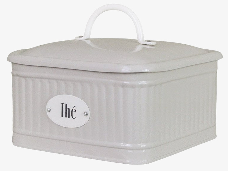 Plåtburk Hugo Thé m. Fack Beige Strömshaga Plåtburkar Metallburkar