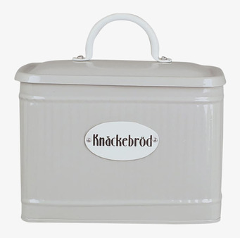 Foto av stilren plåtburk för knäckebröd i beige färg