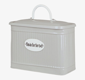Bild av beige plåtburk för knäckebröd med stilren design