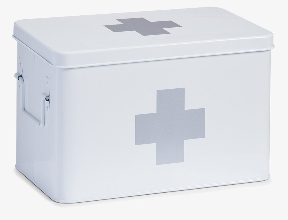 Plåtburk Medicin Vit Stor Zeller Medicinskåp Plåtburkar Metallburkar