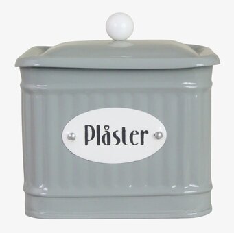 Bild av stilfull och funktionell grön plåtburk med text