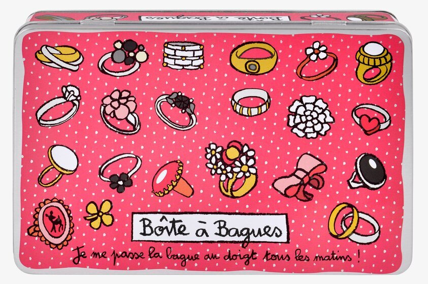 Plåtburk Ringar Rosa från Derriére la porte med ringar