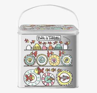 Bild av plåtburk med färgglad och charmig design