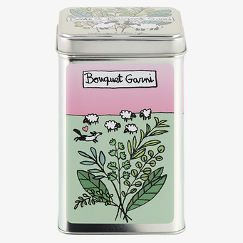 Bild av en färgglad och konstnärlig plåtburk för kryddor