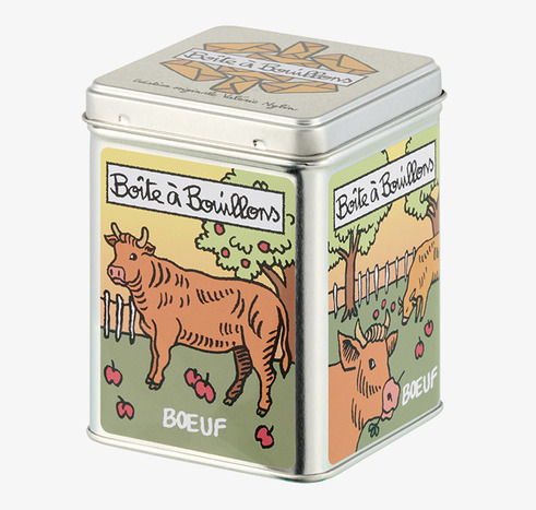 Plåtburk Köttbuljong Derriére la porte Plåtburkar Metallburkar