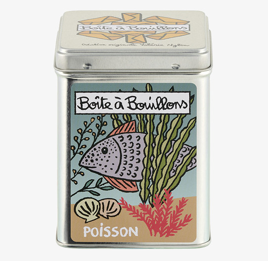 Plåtburk Fiskbuljong Derriére la porte Plåtburkar Metallburkar