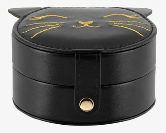 Bild av elegant svart smyckesskrin med kattdesign