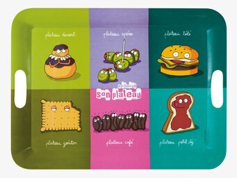 Bild av färgglad serveringsbricka med lekfull design