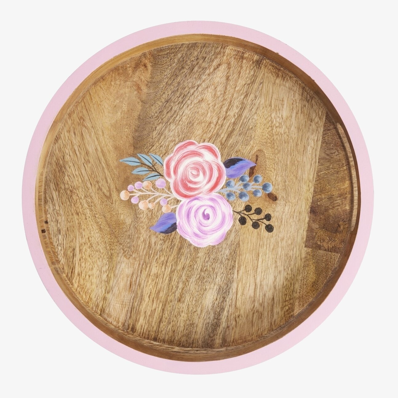 Träbricka Rund Handmålade Blommor Rice Förvaringslådor och korgar Boxar Förvaringsboxar Porslinsboxar Trälådor Smyckesboxar i porslin Förvaringsbrickor