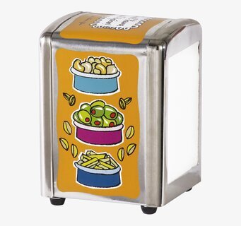 Foto av färgstarkt servettställ med mattema och design