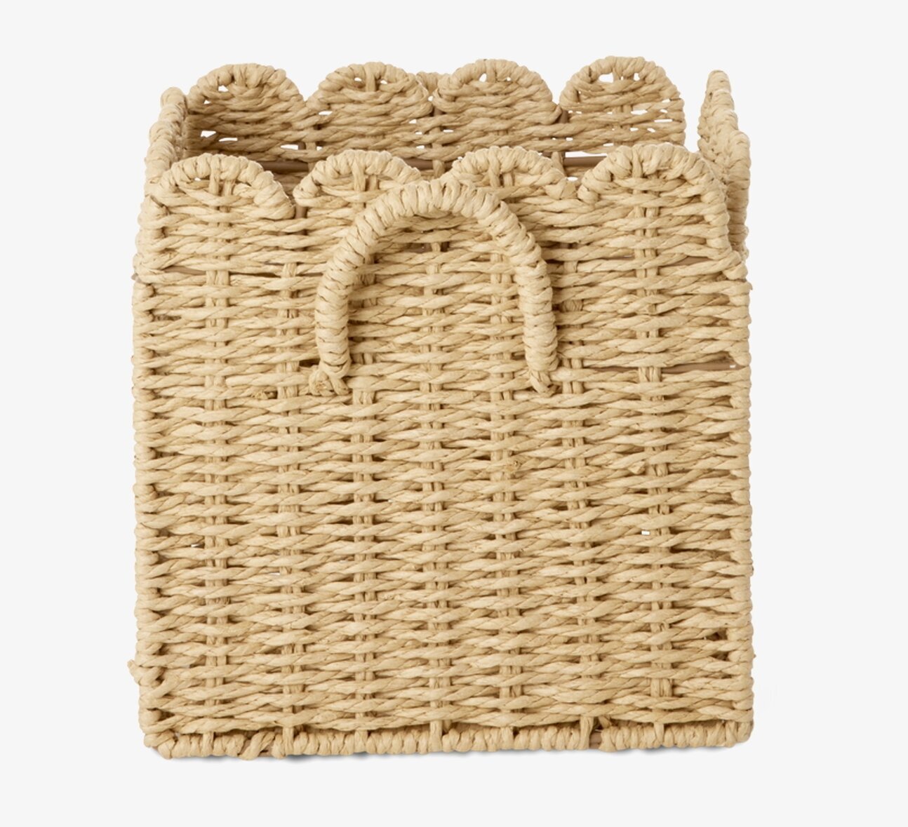 Bild på kvadratisk naturfärgad flätad förvaringslåda