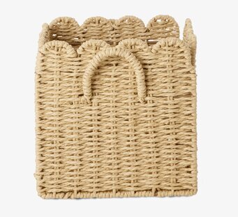 Bild på kvadratisk naturfärgad flätad förvaringslåda