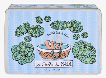 Bild av plåtburk med lekfull design och pastellfärger