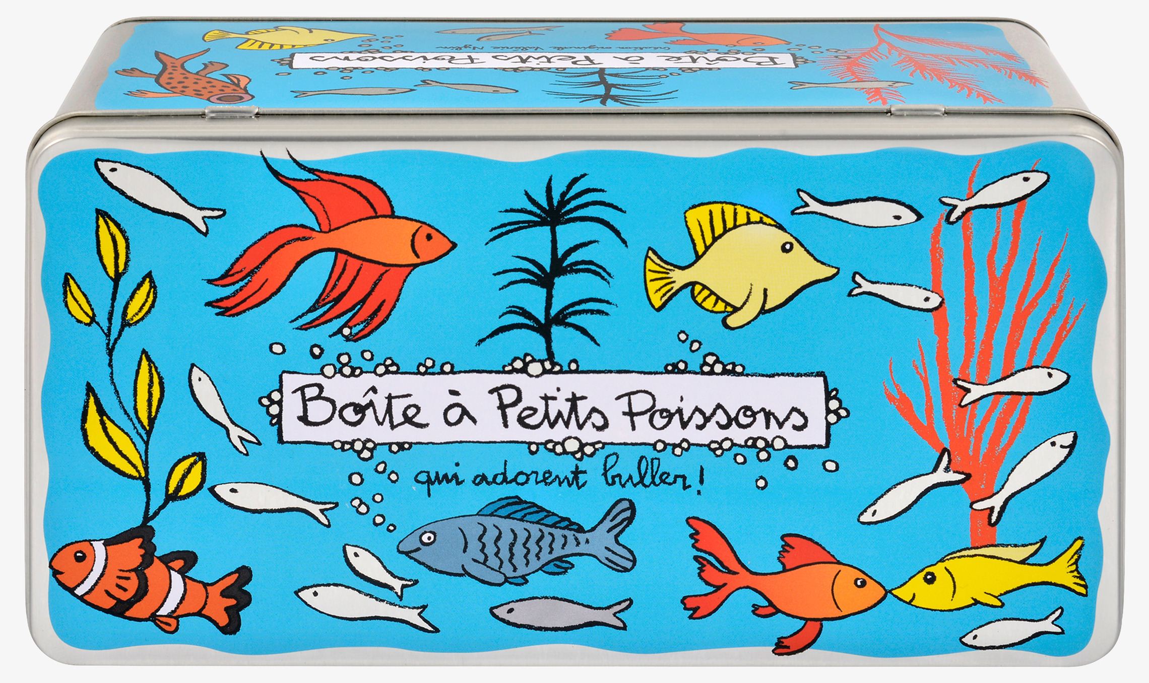 Plåtburk Fisk Blå från Derriére la porte med marint tema