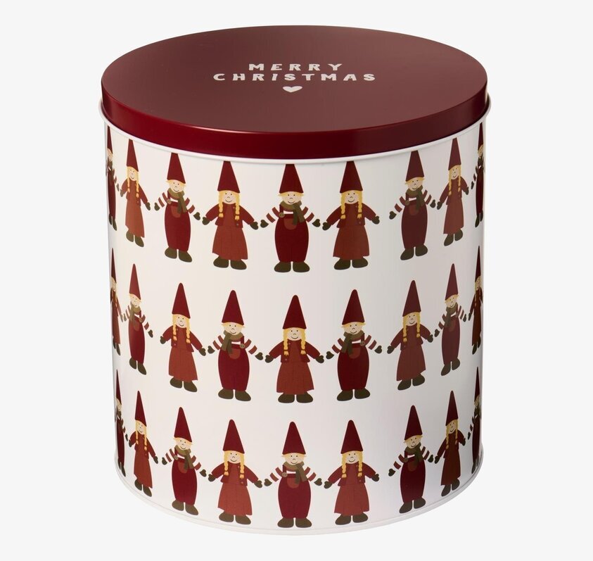 Plåtburk Rund Tomtenissar IB Laursen Plåtburkar Metallburkar