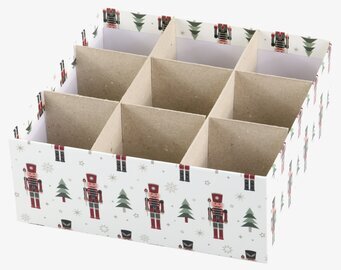 Bild av förvaringsask med nötknäppare och nio fack för jul