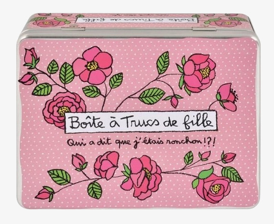 Plåtburk Ros Rosa från Derriére la porte med rosor och text