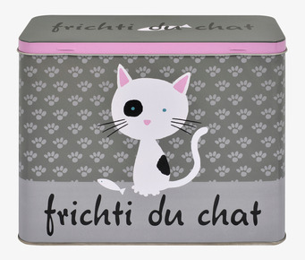 Plåtburk Kattmat Grå från Derriére la porte med tassmönster