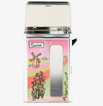 Bild på exklusiv plåtburk för mjölförvaring med fönster