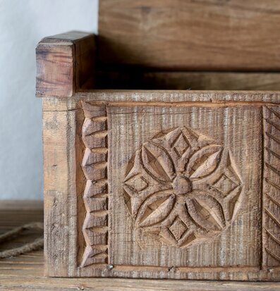 Träbox Med Mönster Chic Antique Förvaringslådor och korgar Boxar Förvaringsboxar Porslinsboxar Trälådor Smyckesboxar i porslin Förvaringsbrickor