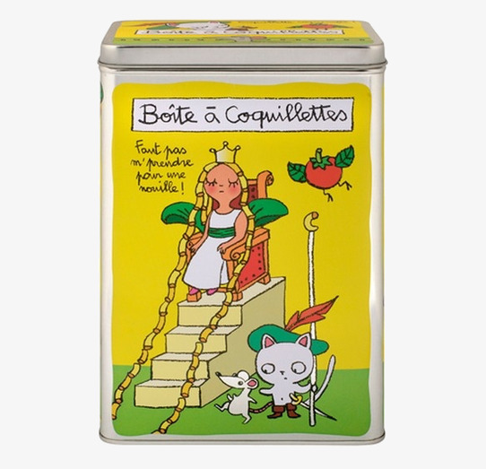 Plåtburk Pasta Gul från Derriére la porte med lekfull design