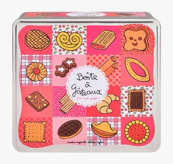 Plåtburk Kakor Rosa från Derriére la porte med kakmotiv