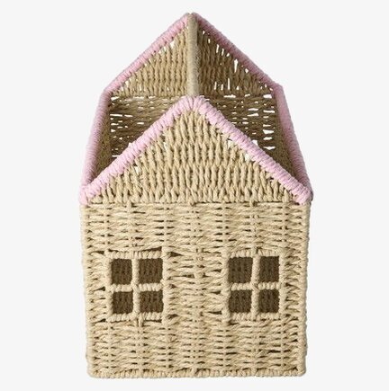 Tidnings/Bokförvaring Hus Rosa Rice Förvaringslådor och korgar Boxar Förvaringsboxar Porslinsboxar Trälådor Smyckesboxar i porslin Förvaringsbrickor Murstensformar