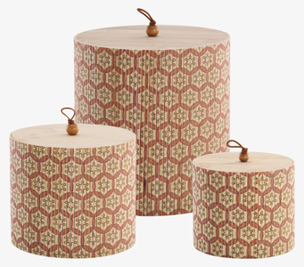 Foto: Tre cylindriska förvaringsaskar med lock set/3