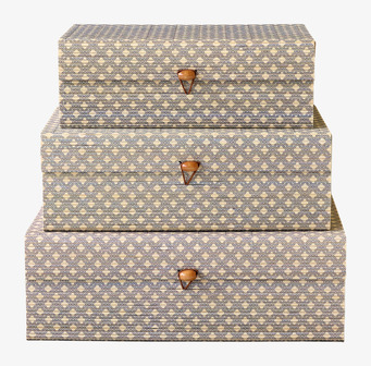 Foto: Tre staplade mönstrade förvaringsaskar set/3