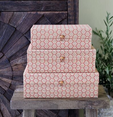 Foto: Tre mönstrade förvaringsaskar med lock set/3