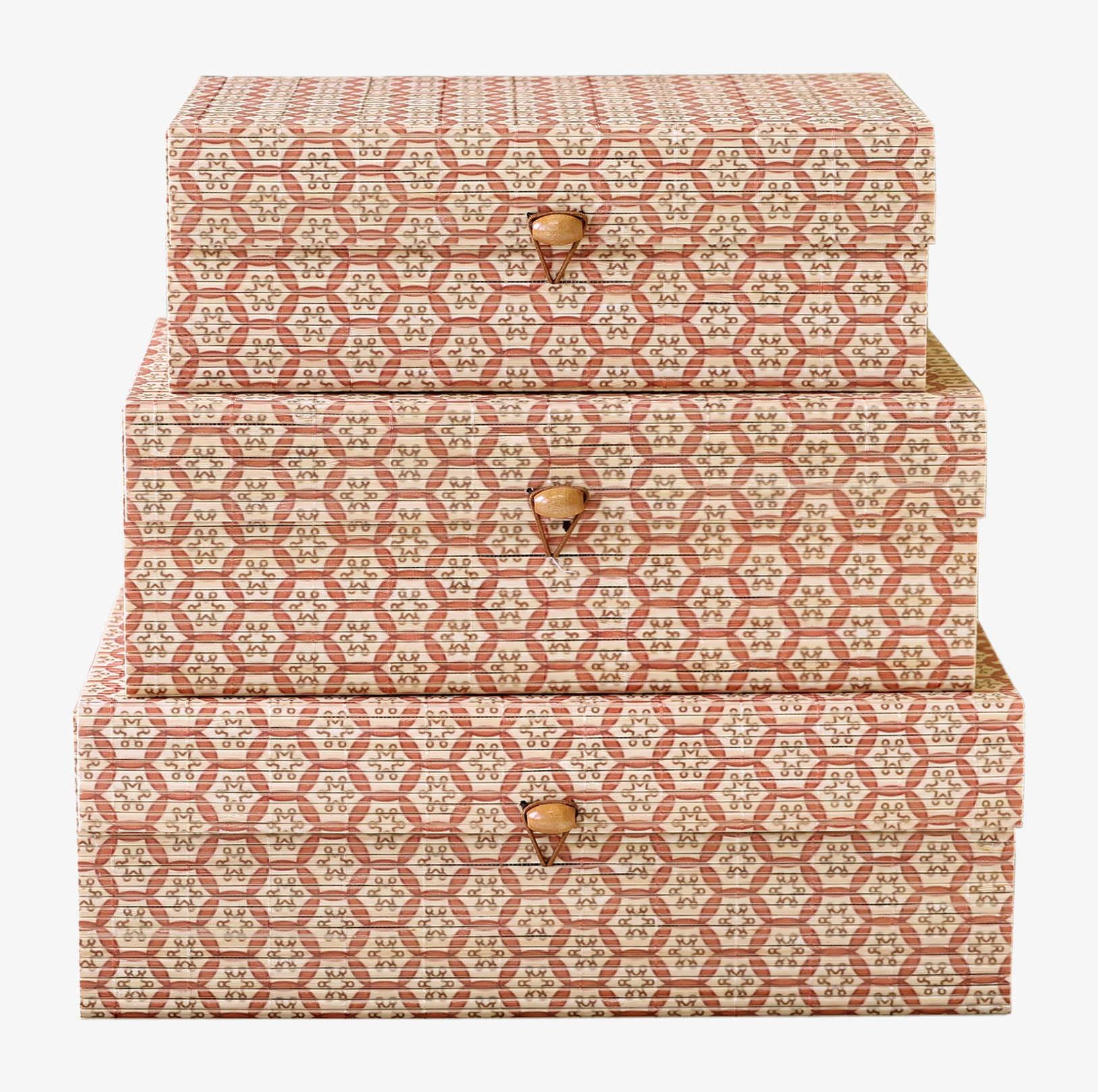 Amilly Förvaringsask Set/3 Coral Blush Chic Antique Förvaringslådor och korgar Boxar Förvaringsboxar Porslinsboxar Trälådor Smyckesboxar i