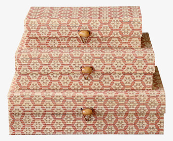 Foto: Trappstaplade förvaringsaskar i korallmönster