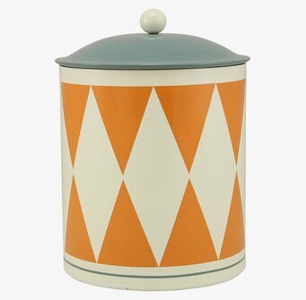 Plåtburk Algoth Trumma från Strömshaga med geometriskt mönster