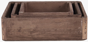 Foto: Tre stapelbara rektangulära trälådor set/3