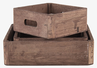 Foto: Staplade trälådor i brunbetsat trä set 3st