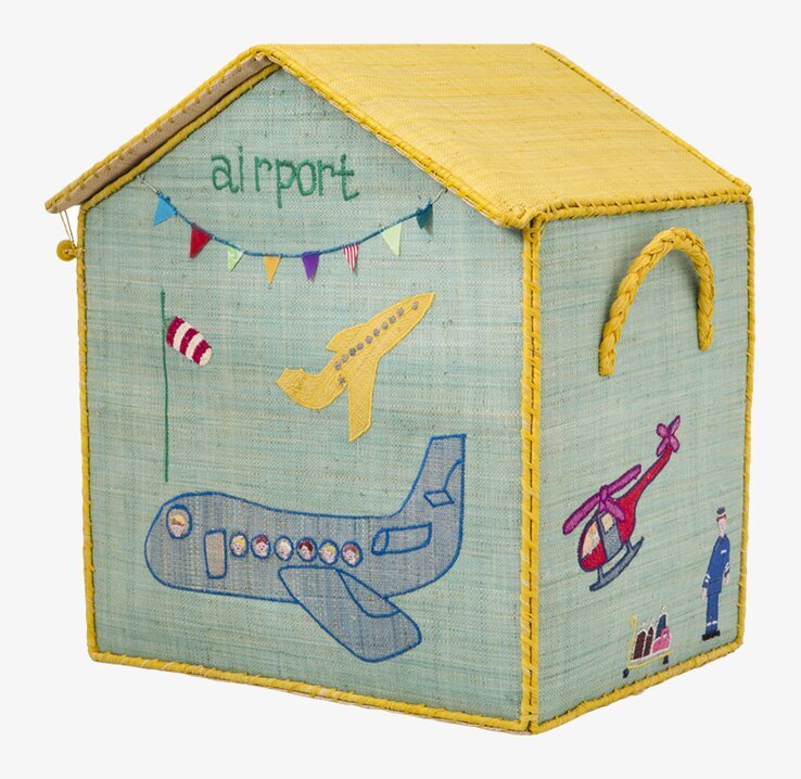 Foto av lekfull förvaringskorg med flygplansmotiv