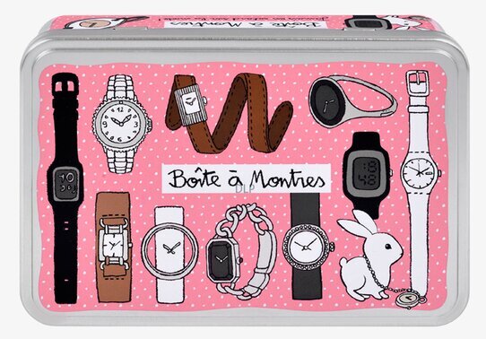 Plåtburk Klockor Rosa från Derrière la porte med klockmotiv