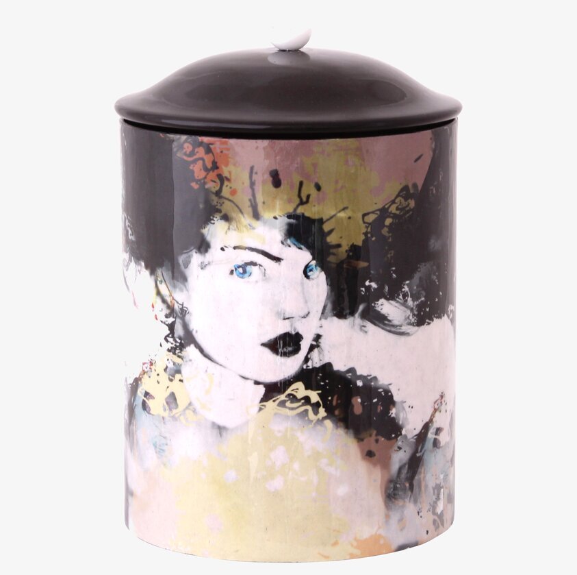 Plåtburk Mickan Stor från Strömshaga med konstnärlig design